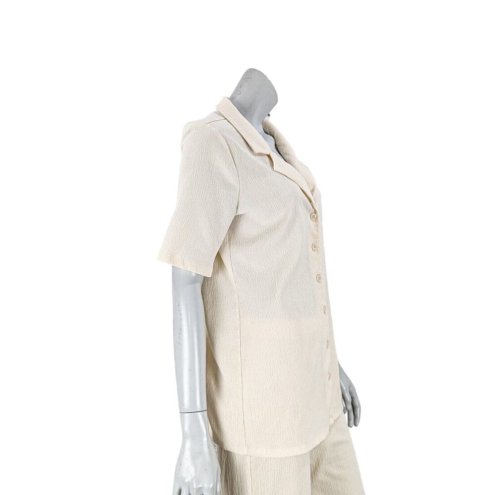 REFORMATION 2 Piece Set Pant & Shirt in Beige crinkle size Medium - Picture 11 of 12